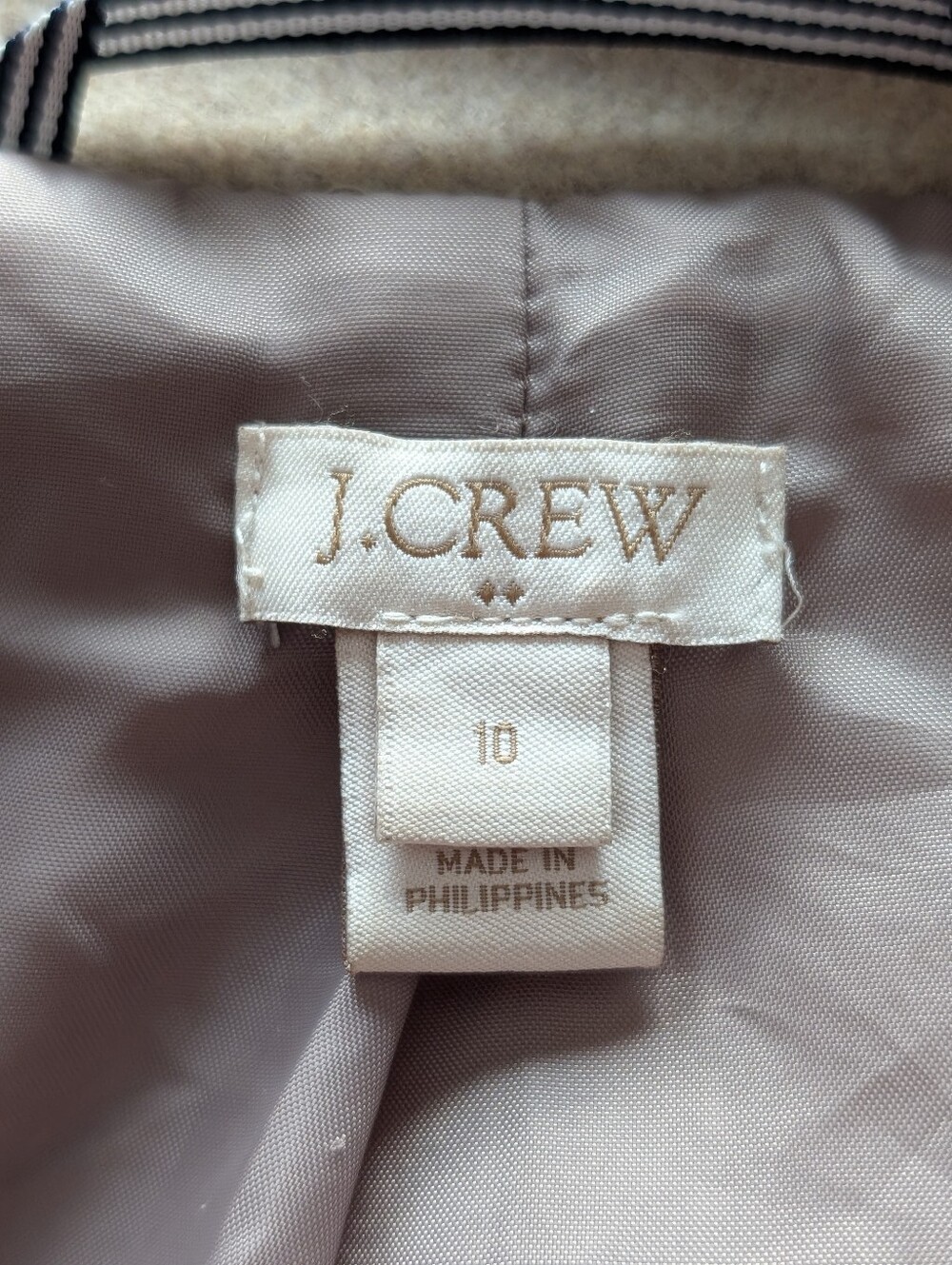J.Crew Wool Blend City Coat Oatmeal Women’s Size 10 Funnel Neck Zip Jacket - Picture 8 of 16